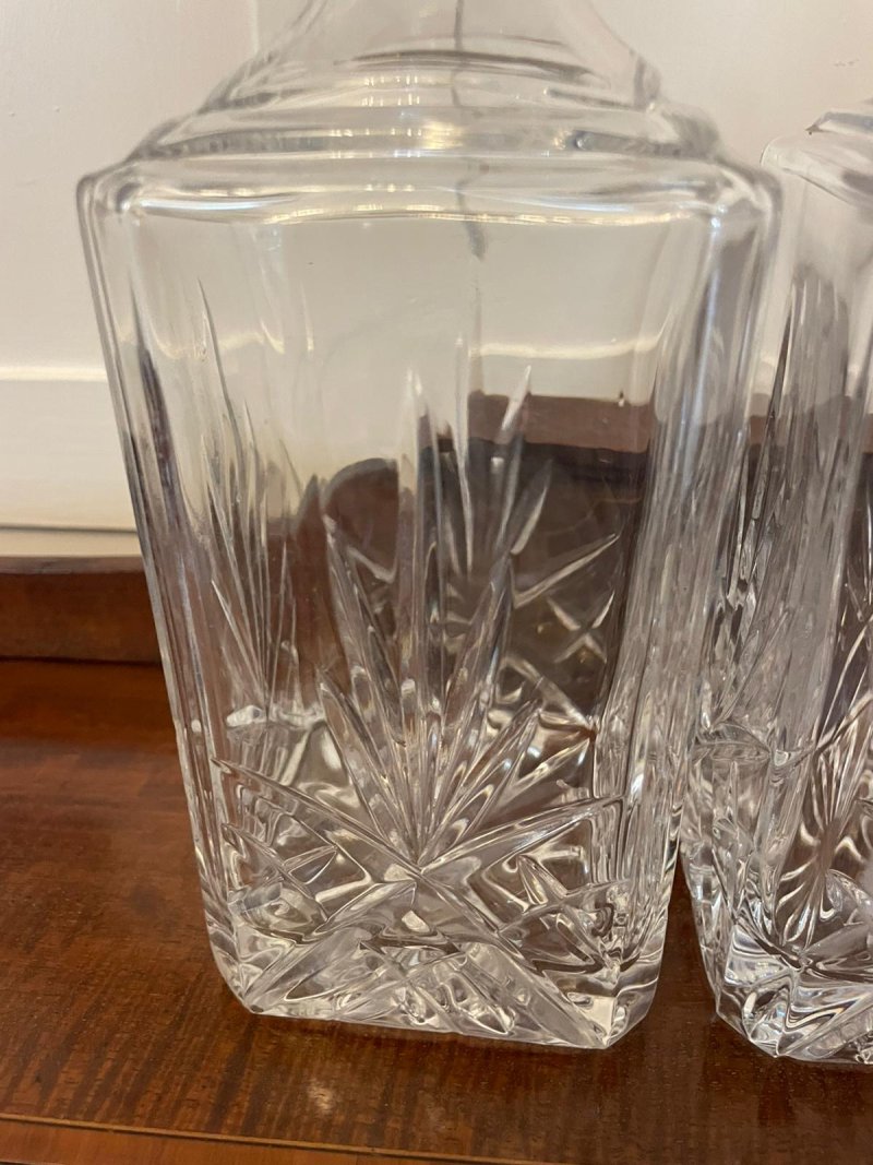 Pair of Antique Edwardian Quality Cut Glass Decanters - Image 4